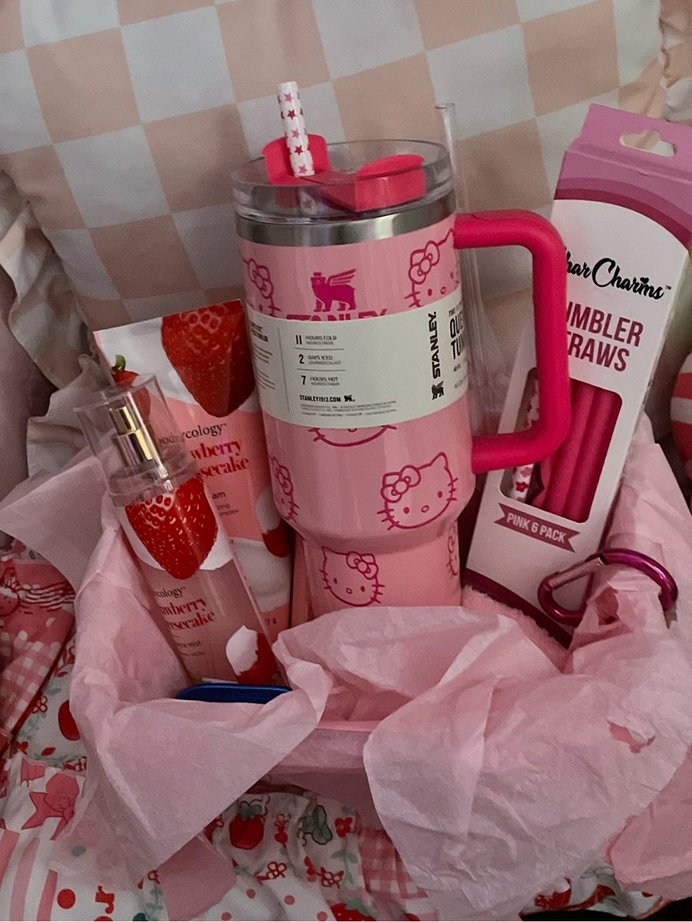 Stanley Pink Hello Kitty Travel Tumbler with Handle and Straw